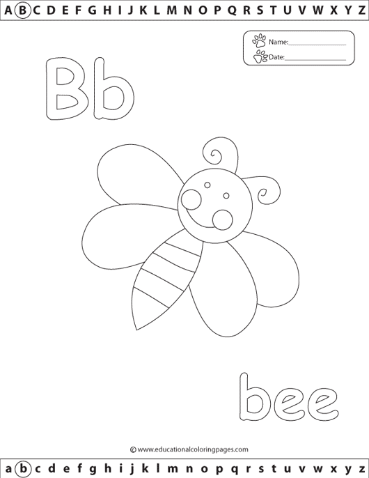 bee coloring, letter b coloring