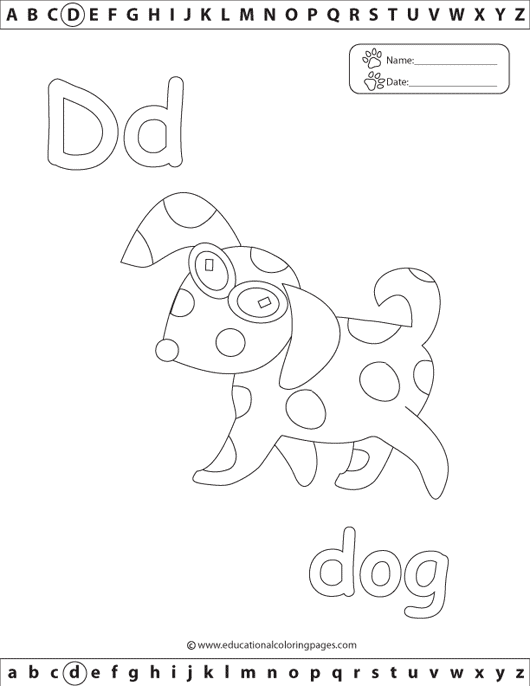 animal coloring,dog coloring,letter d coloring
