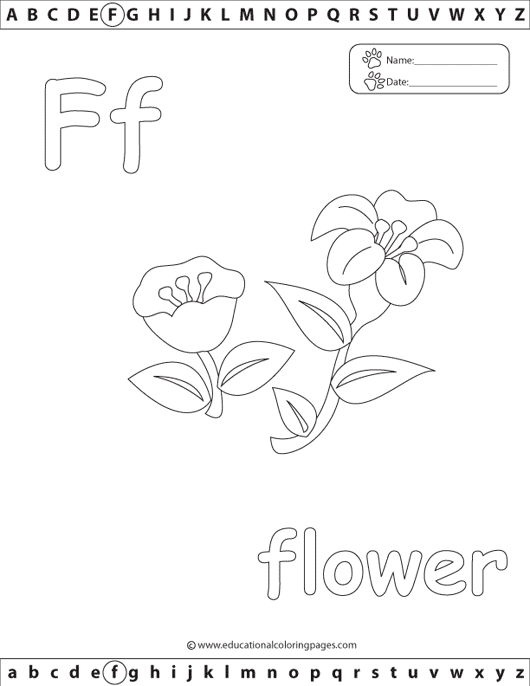 flowers coloring,letter f coloring