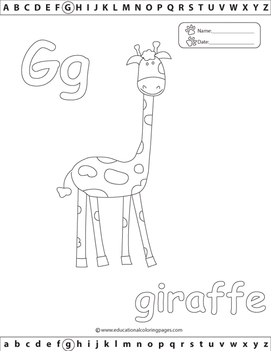 animals coloring,giraffe coloring,letter g coloring
