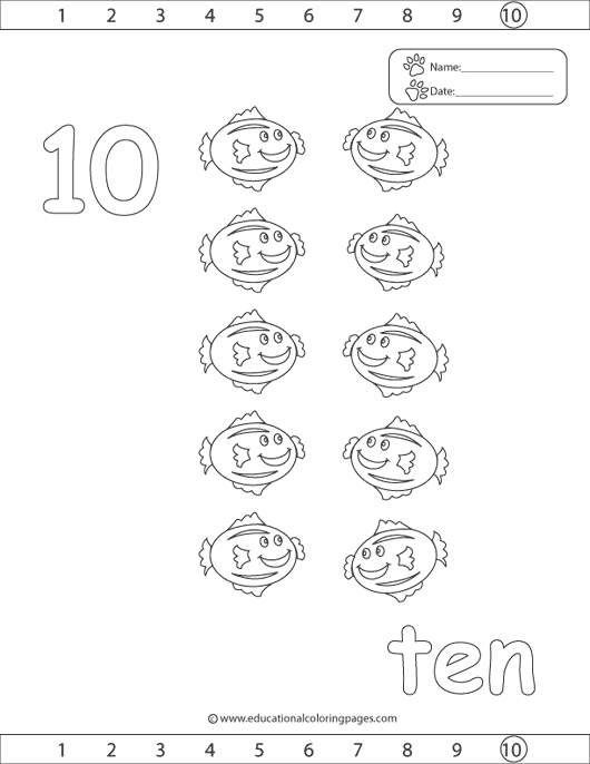 no 10 coloring,  fish  coloring
