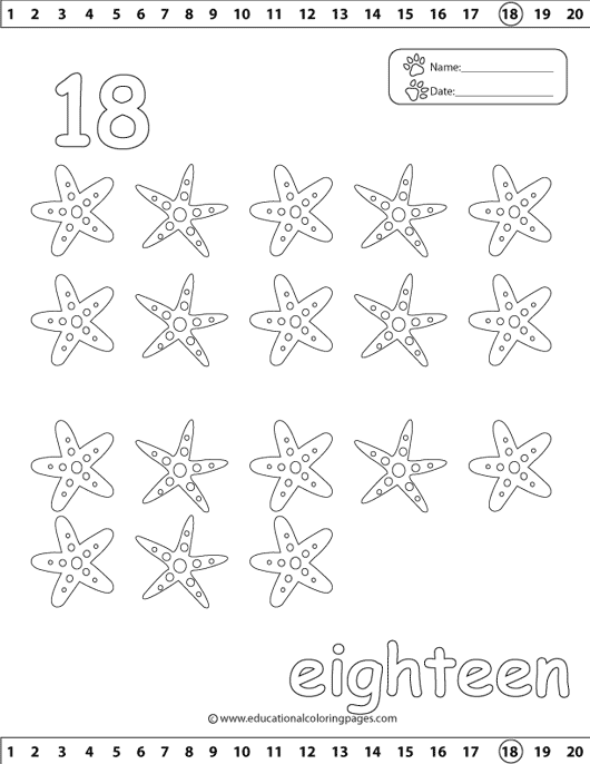 no 18  coloring, star fish coloring